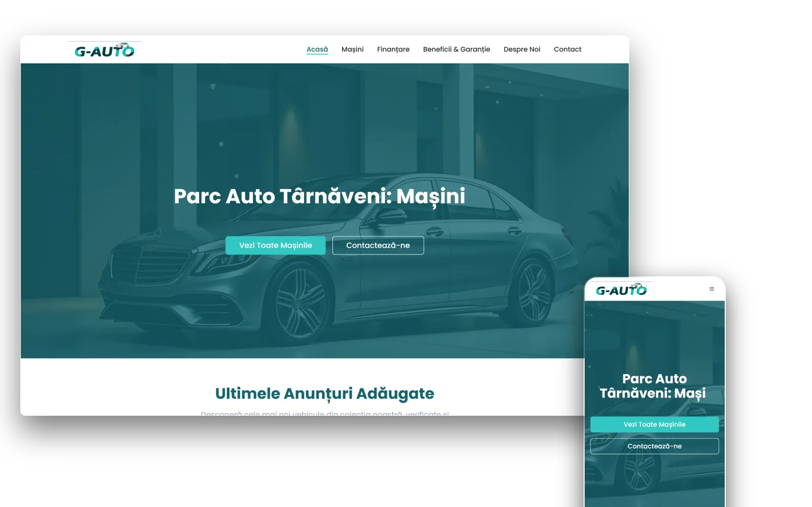 Site G-AUTO pe desktop și mobil