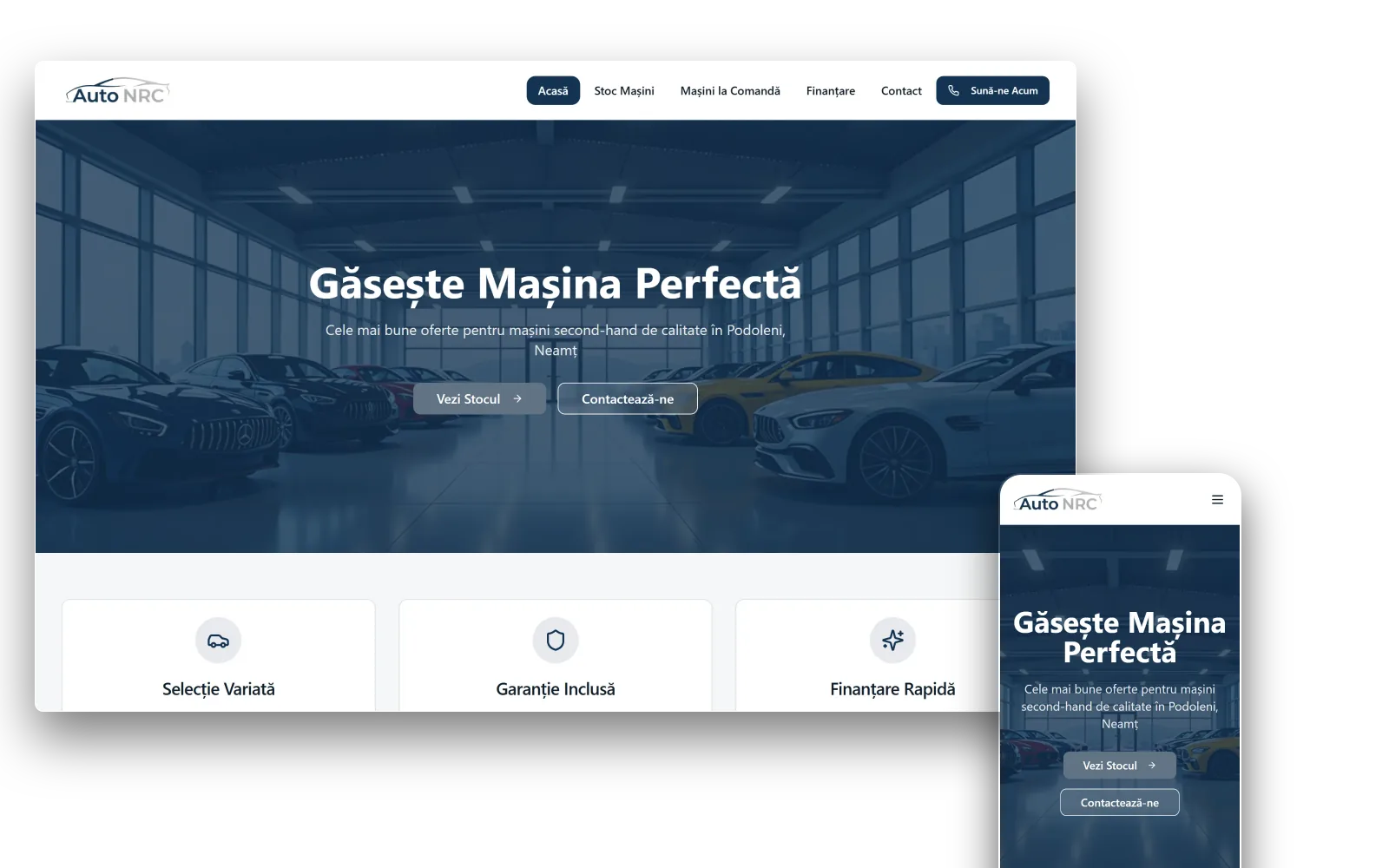 Site Auto NRC pe desktop și mobil